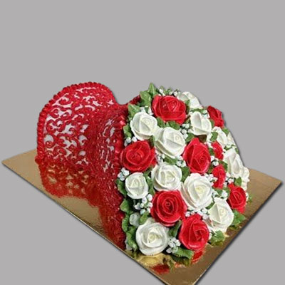 "Radha krishna Idol in sitting position, Flower Bunches (2no.), Cake - Click here to View more details about this Product